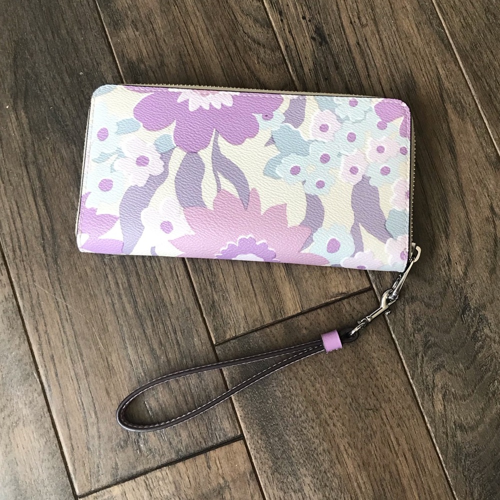 Coach Long Zip Around Wallet Purple Floral Print, Coated Canvas / Leather CBN95 - Picture 4 of 16
